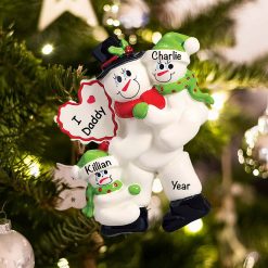Personalized I Love Daddy 2 Children Christmas Ornament
