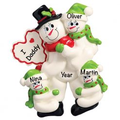 I Love Daddy with 3 Children Personalized Christmas Ornament