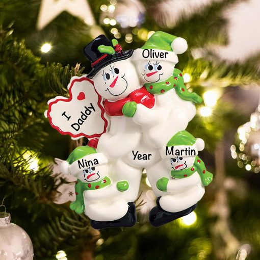 Personalized I Love Daddy 3 Children Christmas Ornament