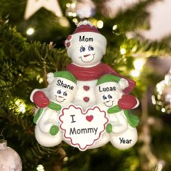 I Love Mommy 2 Children Christmas Ornament