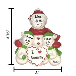 I Love Mommy 2 Children Personalized Christmas Ornament