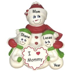 I Love Mommy Single Family of 2 Personalized Christmas Ornament