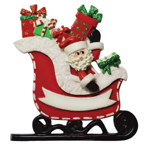 Santa Sleigh Personalized Christmas Ornament - Blank