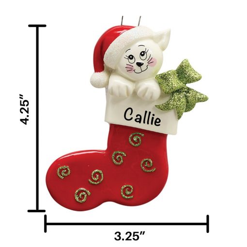 Cat in Stocking Personalized Christmas Ornament