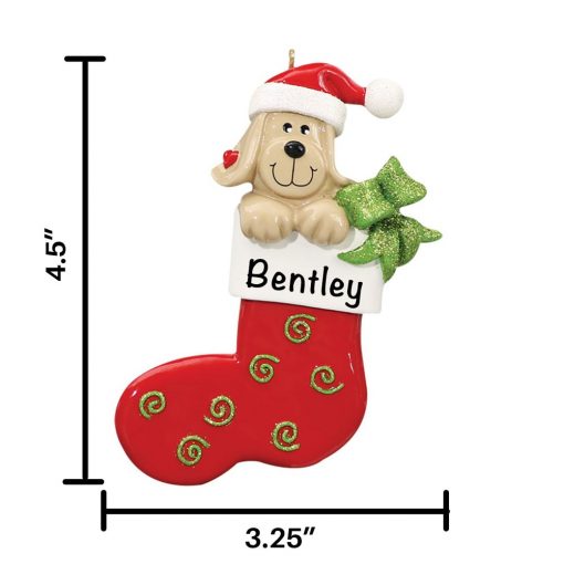 Dog in Stocking Personalized Christmas Ornament