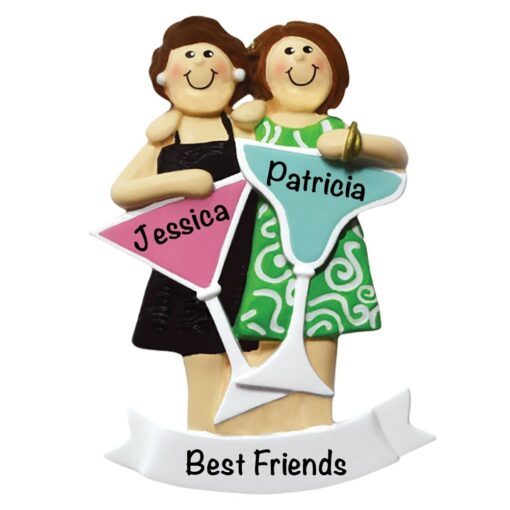 Cocktail Party Girl Friends -2 Personalized Christmas Ornament