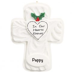 In Our Hearts Forever Cross Personalized Christmas Ornament