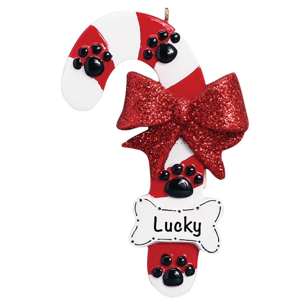 Dog Candy Cane Personalized Ornament - Free Personalization