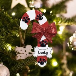 Personalized Dog Candy Cane Christmas Ornament