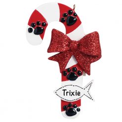 Cat Candy Cane Personalized Christmas Ornament