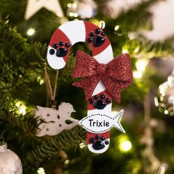 Personalized Cat Candy Cane Christmas Ornament