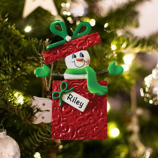 Personalized Snowman Gift Box Christmas Ornament