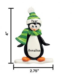Penguin On Ice Personalized Christmas Ornament