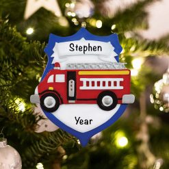Personalized Fire Engine Emblem Christmas Ornament