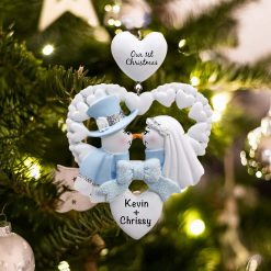 Personalized Snow Wedding Christmas Ornament