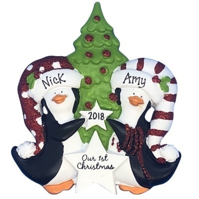 Penguin Couple With Star Personalized Ornament