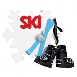 Ski Snowflake Personalized Christmas Ornament - Blank