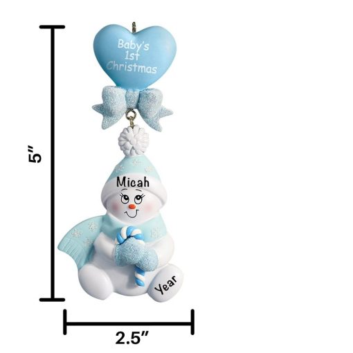 Blue Candy Cane Snowbaby Personalized Christmas Ornament