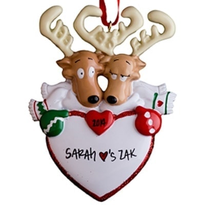 Reindeer Couple Scarves Personalized Ornament