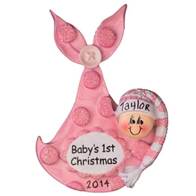 Pink Baby's 1st Christmas Bundle Personalized Ornament