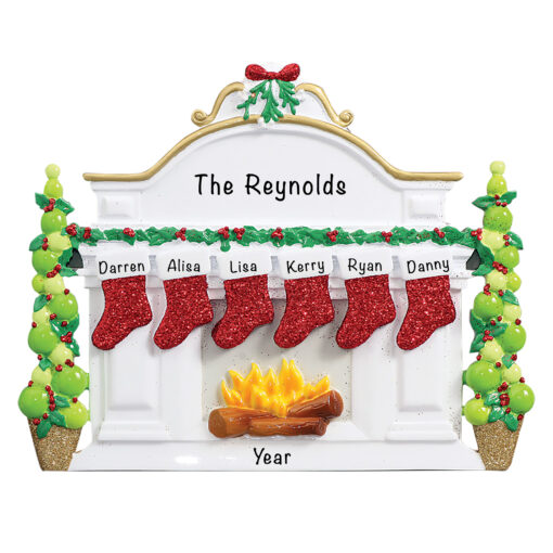 Personalized Mantle Family of 6 Table Top Personalized Christmas Ornament