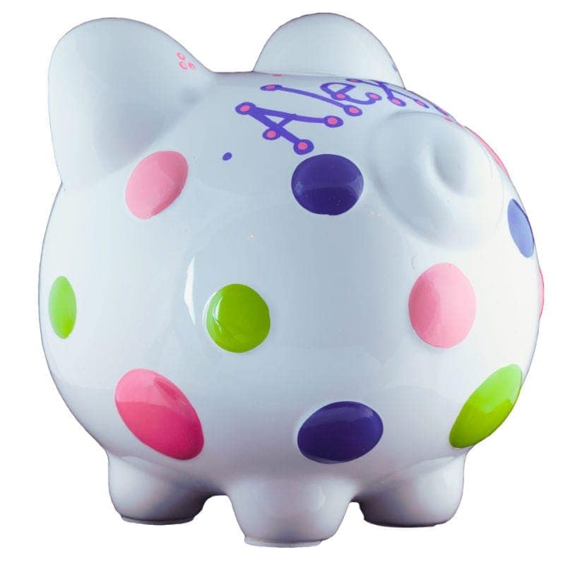 Polka Dots Girls Piggy Bank Large