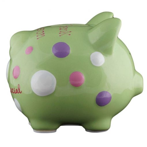 Green Polka Dot Piggy Bank - Small