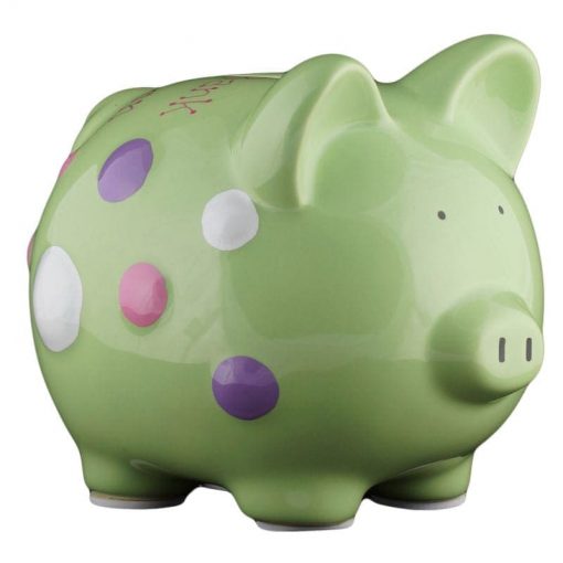 Green Polka Dot Piggy Bank - Small