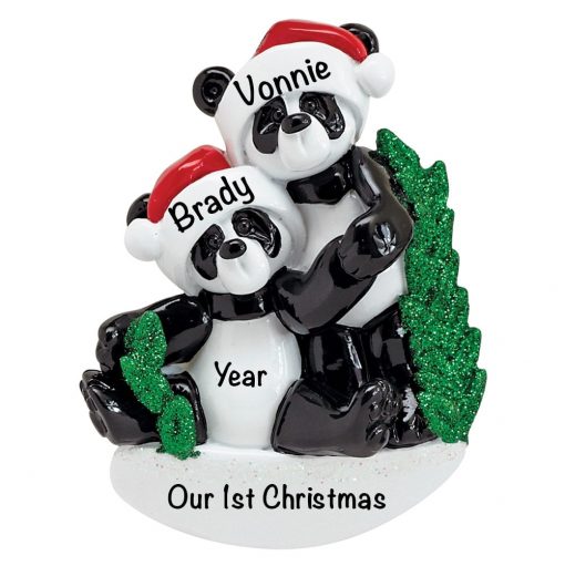 Panda Couple Personalized Christmas Ornament