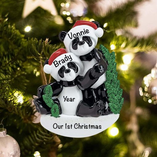 Personalized Panda Couple Christmas Ornament