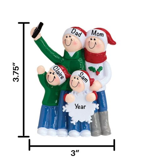 Selfie Family of 4 Personalized Christmas Ornament