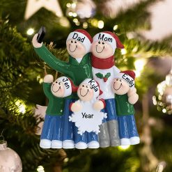 Personalized Selfie Family of 5 Christmas Ornament