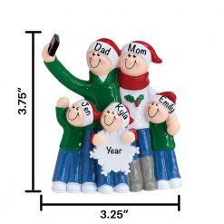 Selfie Family of 5 Personalized Christmas Ornament