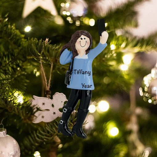 Personalized Selfie Girl Christmas Ornament