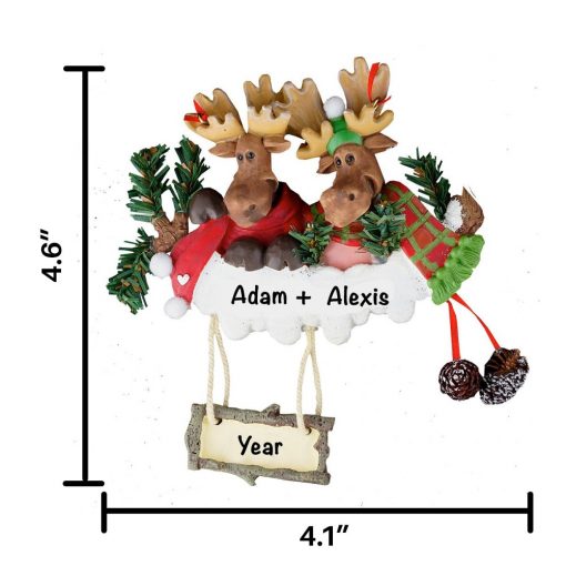 Moose Family of 2 Personalized Christmas Ornament