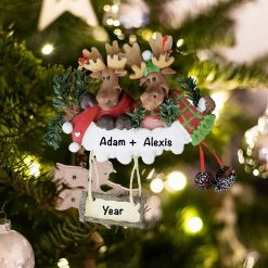 Personalized Moose Couple Christmas Ornament