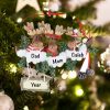 Personalized Moose Family of 3 Christmas Ornament