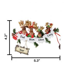 Moose Family of 4 Personalized Christmas Ornament