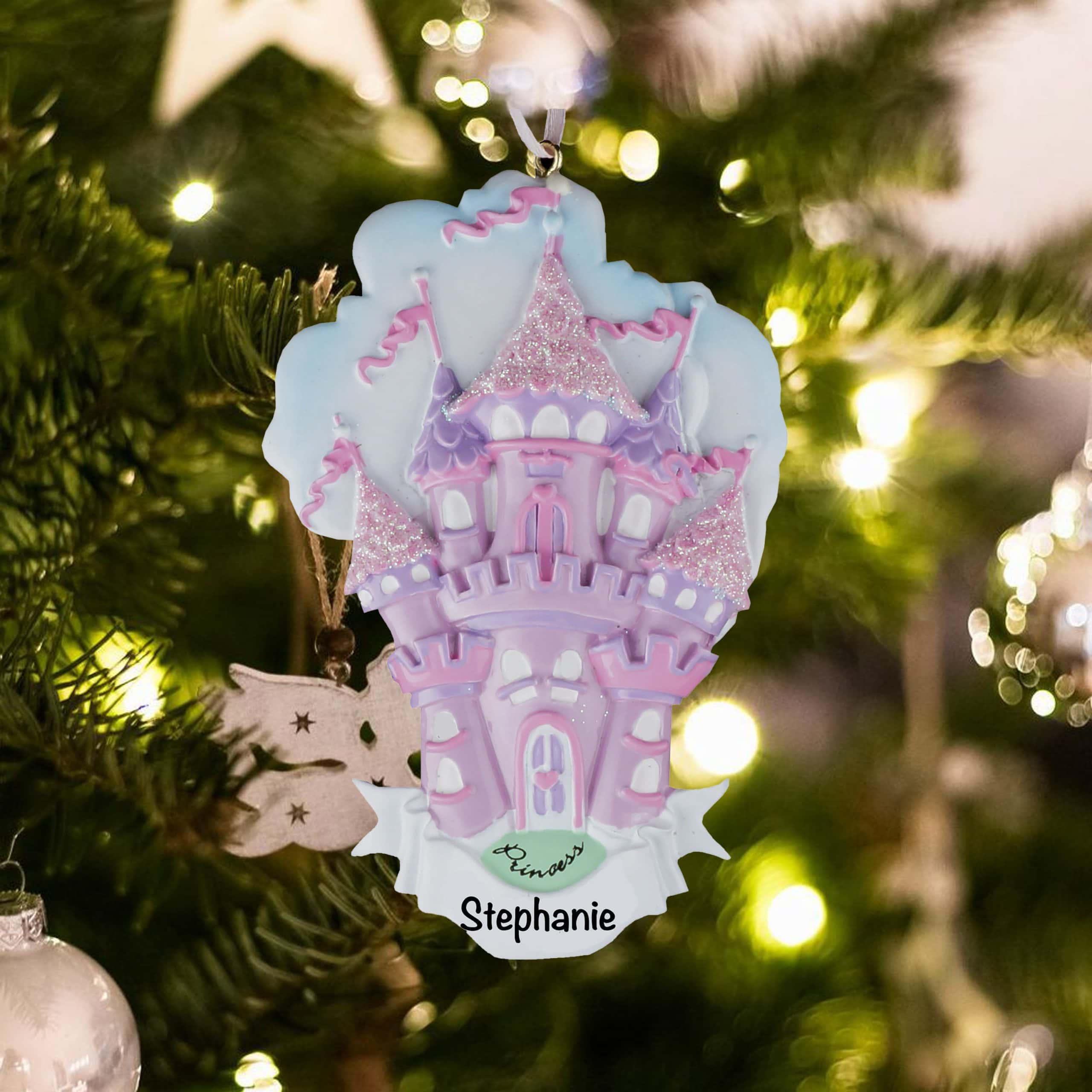 Princess Castle Personalized Christmas Tree Ornament 