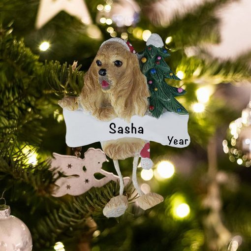 Personalized Cocker Spaniel Blonde Christmas Ornament