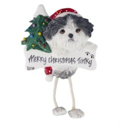 Shih Tzu (Black & White Puppy Cut) Christmas Ornament