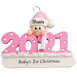 Baby's 1st Christmas Personalized Christmas Ornament Pink Girl