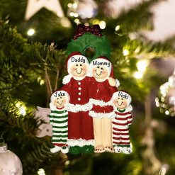 Personalized Pajama Family of 4 Christmas Ornament