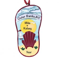 Beach Chair Sandal Sunset Personalized Christmas Ornament