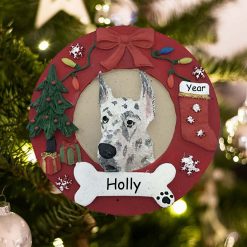 Personalized Harlequin Dane Christmas Ornament