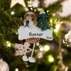 Personalized Pit Bull Tan and White Christmas Ornament