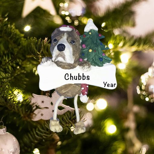 Personalized Pit Bull Brindle Christmas Ornament