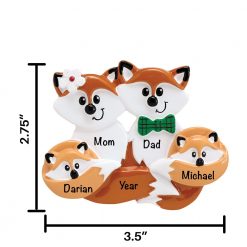 Fox Family of 4 Personalized Christmas Ornament