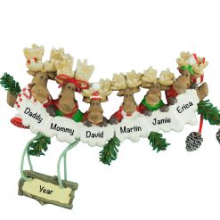Moose Family of 6 Personalized Christmas Ornament