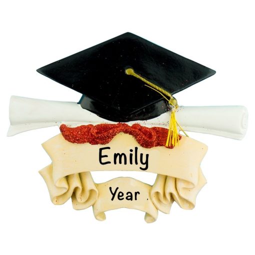 Graduation Cap and Scroll Personalized Christmas Ornament